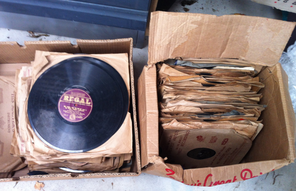 Box of 78rpm records