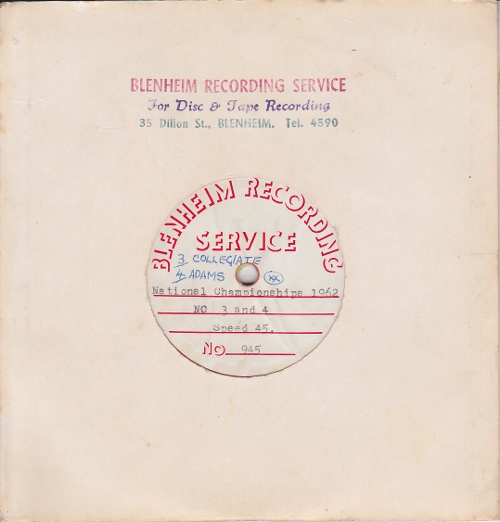 Record Sleeve
Blenheim Recording Service
7"