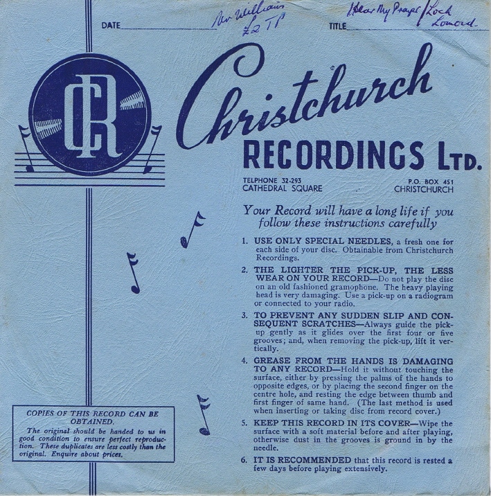 Record Sleeve
Christchurch Recordings