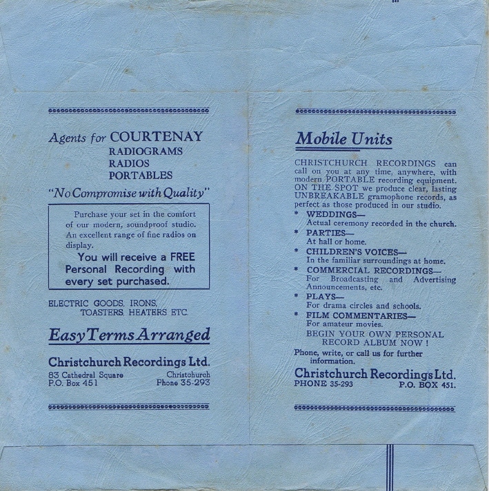 Record Sleeve
Christchurch Recordings