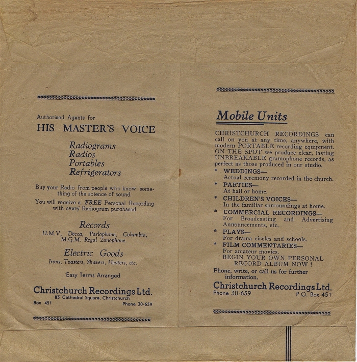 Record Sleeve
Christchurch Recordings