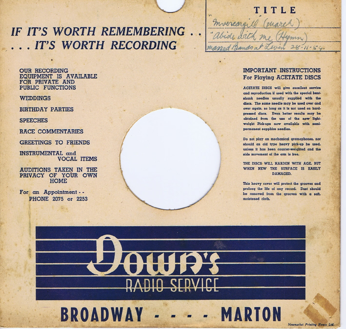 Record Sleeve
Down's Radio Service
Marton