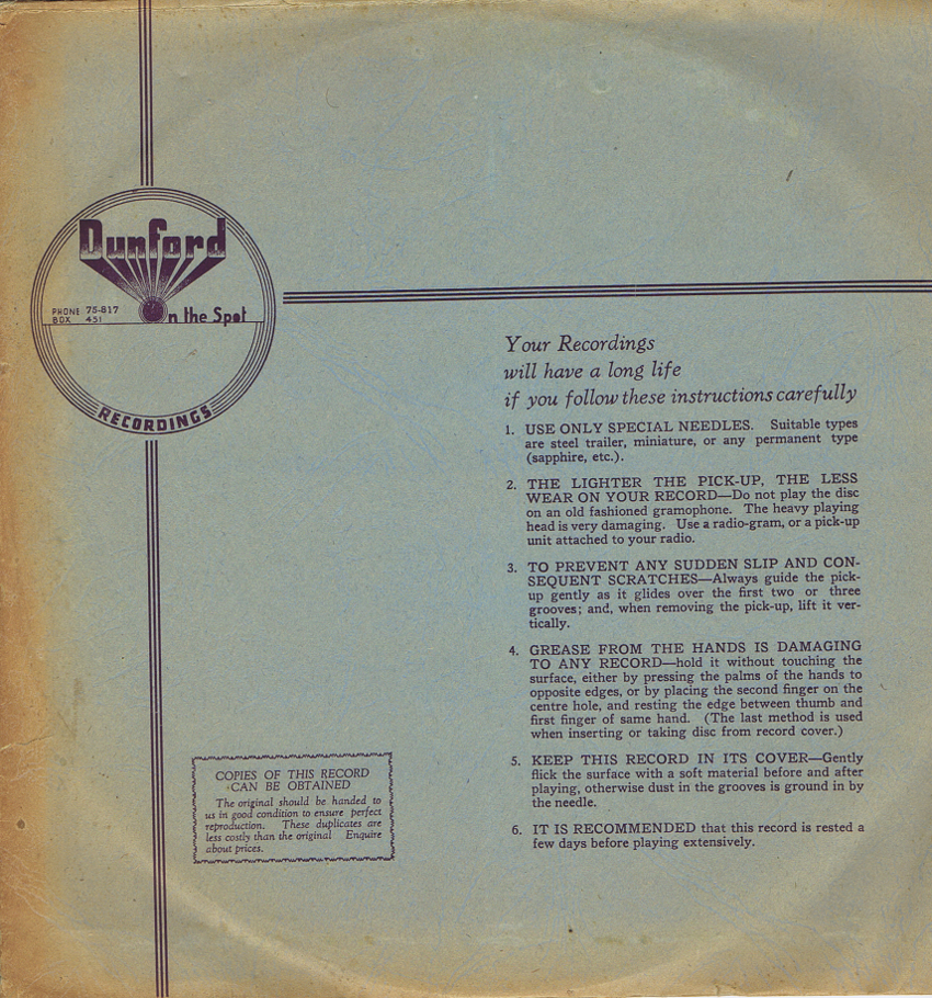 Record Sleeve
Dunford Recordings
Christchurch