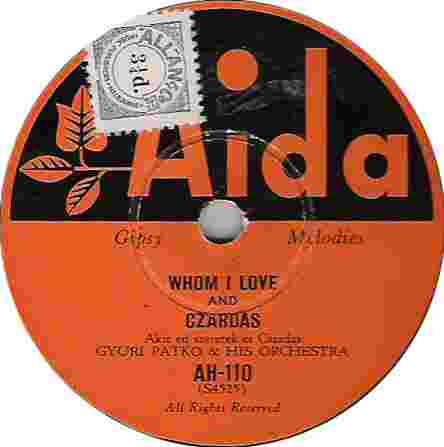 Aida 78rpm label